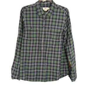 EUC Vineyard Vines Popover Shirt Plaid Flannel Green Navy Blue Women's Size 14
